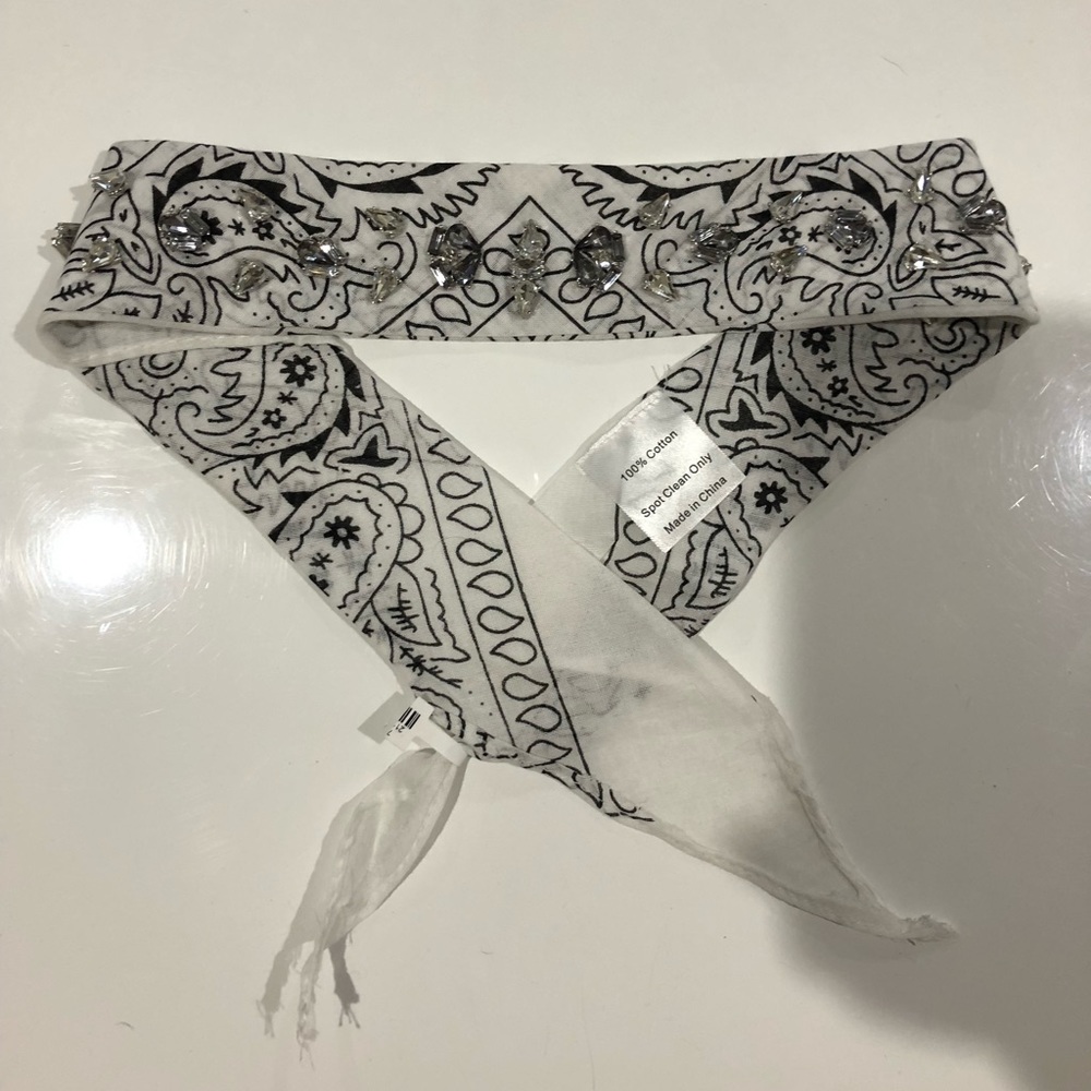 White jeweled bandana from Neiman Marcus